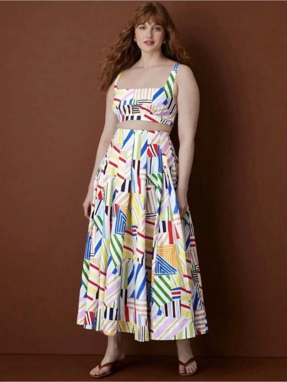 Rosie Assoulin × Target Women's Poplin Madras Bralette Top M and Skirt 8